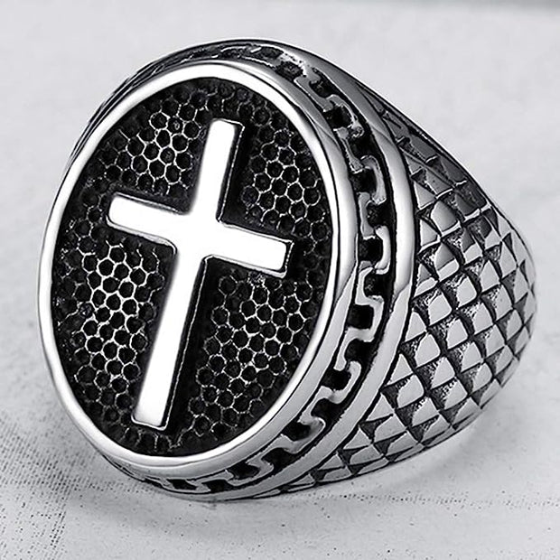 Stainless Steel Chrisitan Cross Religious Ring