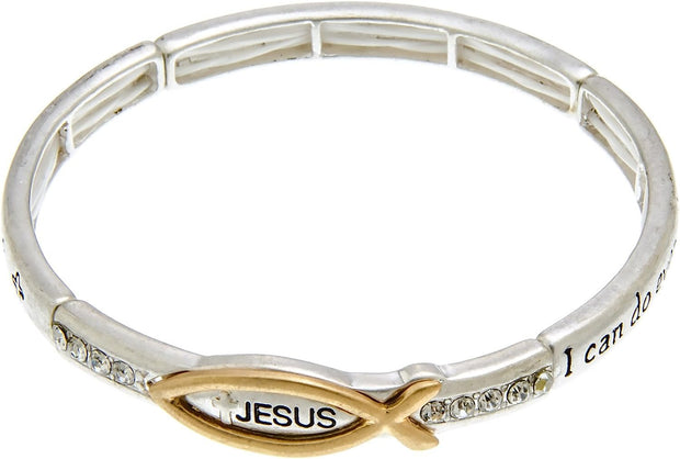 Jesus Fish Symbol Stretch Bracelet