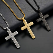 Men's Cross Necklace with Lord's Prayer Cross Pendant Necklace