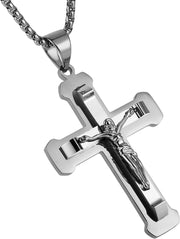 Christian Jesus Cross Stainless Steel Pendant Necklace