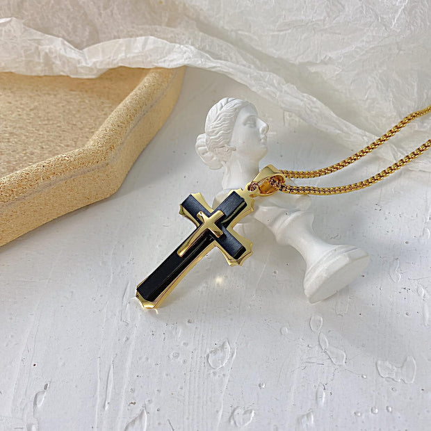 Jesus Christ Crucifix Cross Lord's Prayer Pendant Necklace