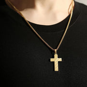 Vertical Necklace, Cross Rectangle Pendant