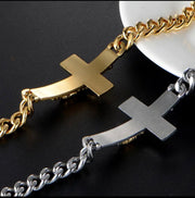 Stainless Steel Jesus Christ Crucifix Cross Bracelet Curb Chain Silver Gold Color Polished